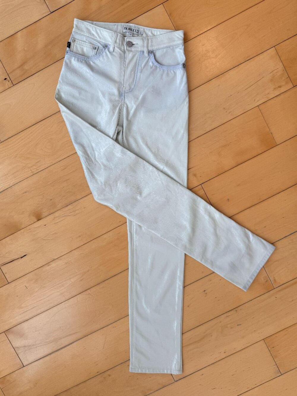 Vintage 90s Fiorruci Faux Leather Cream Pants